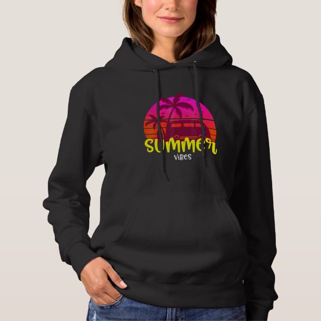 Retro Summer Vibes Camping Summer Hoodie (Front)
