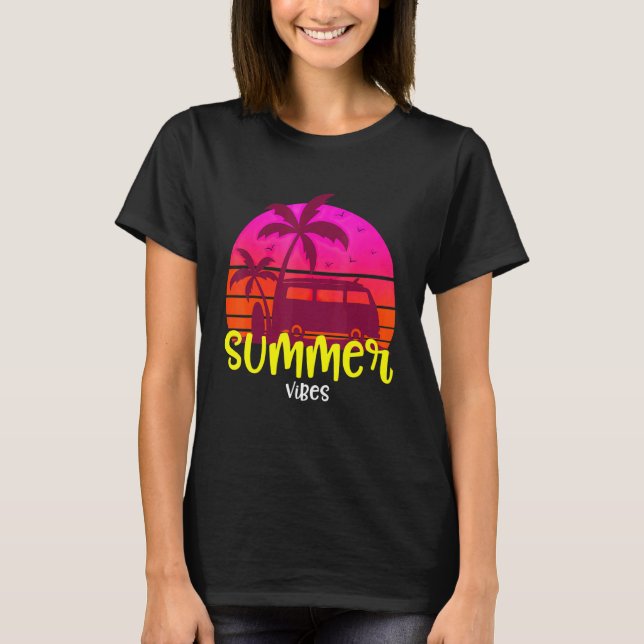 Retro Summer Vibes Camping Summer T-Shirt (Front)