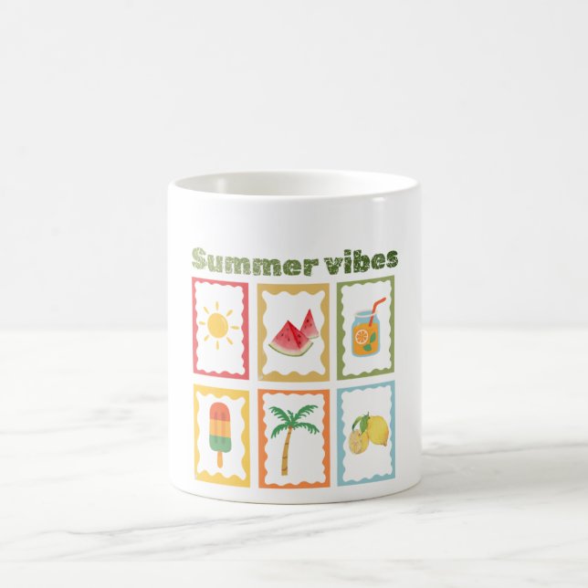 Retro Summer Vibes Design  Coffee Mug (Center)