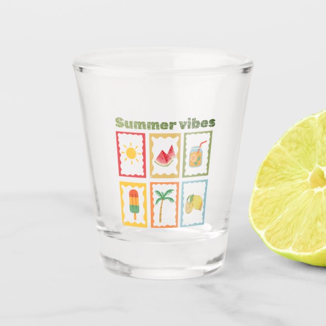 Retro Summer Vibes Design  Shot Glass (Front)