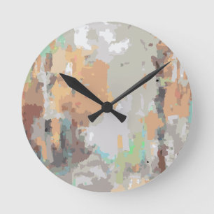 Retro summer vibes dusty orange,taupe,earthy round clock
