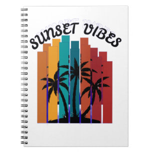 Retro Summer Vibes Palm Trees Graphic Spiral Noteb Notebook