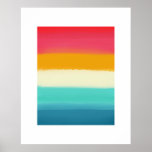 Retro Summer Vibes Rainbow Painted Stripes Poster<br><div class="desc">Bright and sunny retro palette painted stripes</div>