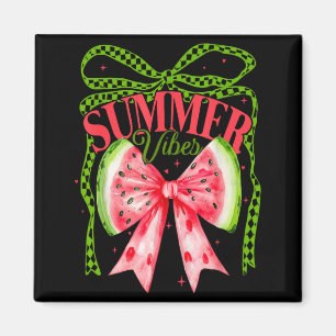 Retro Summer Vibes Watermelon Coquette Bow Summer Magnet