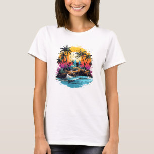 Retro summertime tropical palms island T-Shirt