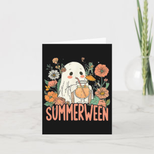 Retro Summerween Ghost Summer Halloween  Card