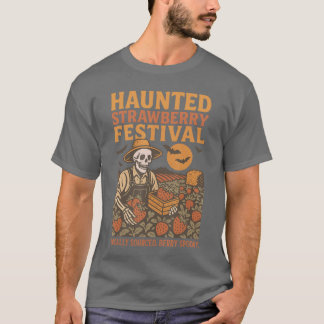 Retro Summerween Skeleton Spooky Summer Strawberry T-Shirt