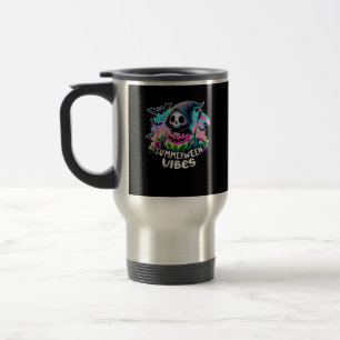 Retro Summerween Vibe Watermelon Ghost Summer Skel Travel Mug