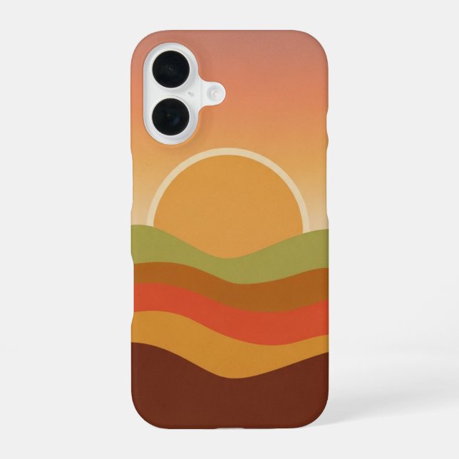Retro Sun Arc iPhone 16 Case (Back)