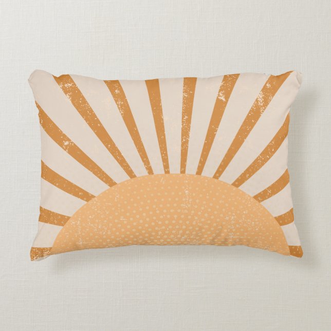 Retro Sun Burst Sunset Decorative Cushion (Front)