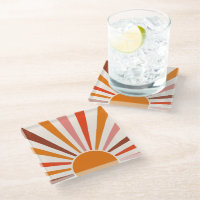 Retro Sun Burst Sunset Orange Yellow Red Pink