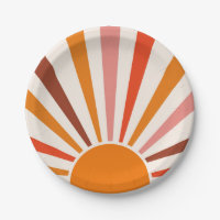 Retro Sun Burst Sunset Orange Yellow Red Pink
