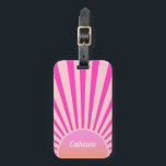 Retro Sun Burst Sunset Sunrise Hot Pink Ombre  Luggage Tag<br><div class="desc">Retro sun burst design in warm orange and pastel pink tones. Retro modern pink sunrays,  morning sunshine geometric retrowave synthwave abstract art.</div>