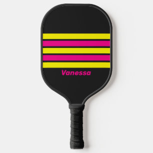 Retro Sun Glow Across Striping with Name Pickleball Paddle
