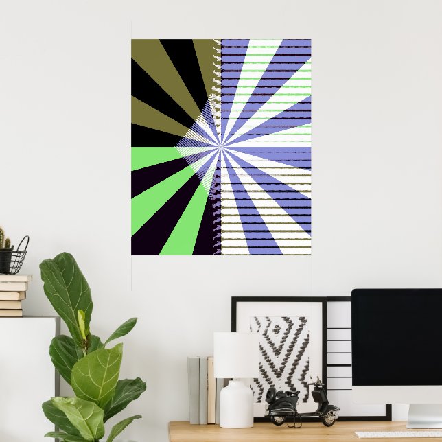 Retro Sun Mid Century Abstract Art Poster (Home Office)