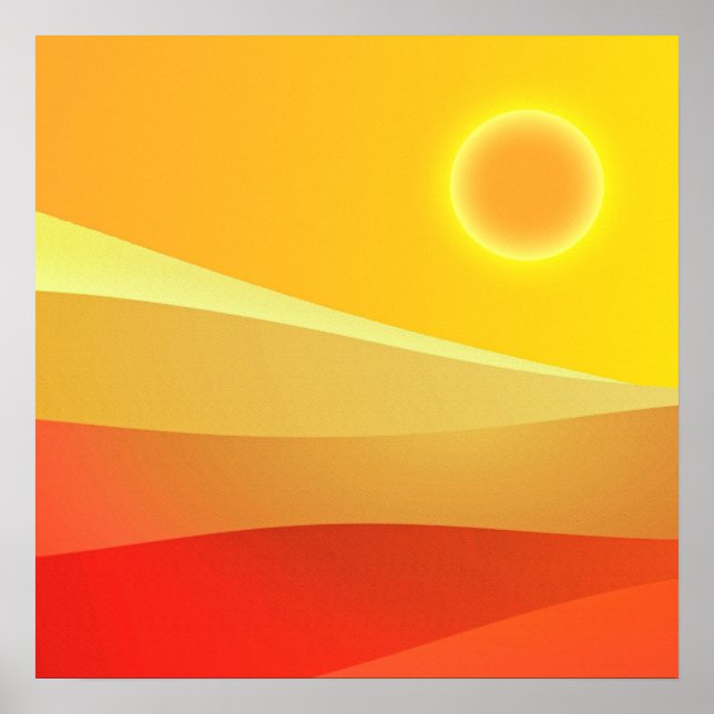 Retro Sun Mid Century Modern art abstract Poster (Front)