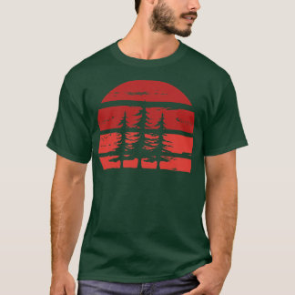 Retro Sun Minimalist With Pine Tree Silhouette 6 T-Shirt