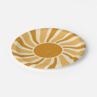 Retro Sun Paper Plates & Bowls 7 or 9 inch  