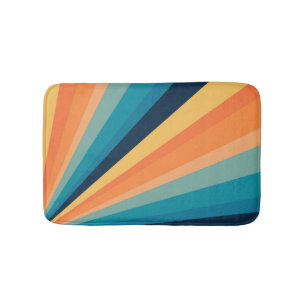Retro sun rays bath mat