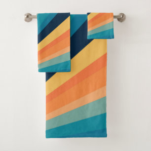 Retro sun rays bath towel set
