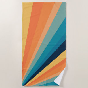 Retro sun rays beach towel