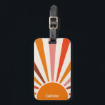 Retro Sun Rays Burst Sunset Orange Mid Century  Luggage Tag<br><div class="desc">Retro sun burst design in warm pink,  brown,  orange tones. Retro modern orange sunrays,  morning sunshine geometric abstract art.</div>