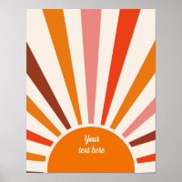 Retro Sun Rays Burst Sunset Orange Yellow