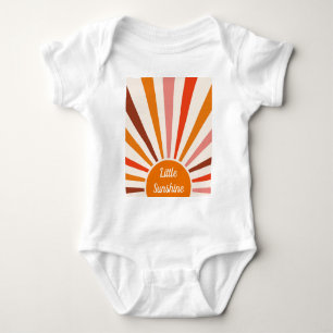 Retro Sun Rays Burst Sunset Orange Yellow Red   Baby Bodysuit