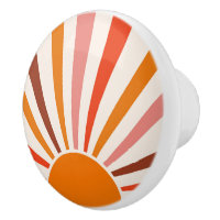 Retro Sun Rays Burst Sunset Orange Yellow Red 