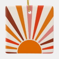 Retro Sun Rays Burst Sunset Orange Yellow Red