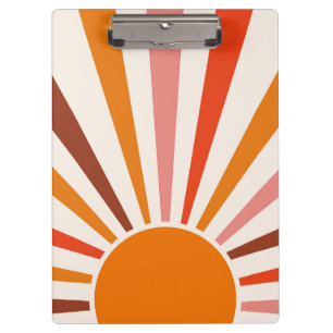 Retro Sun Rays Burst Sunset Orange Yellow Red  Clipboard