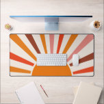 Retro Sun Rays Burst Sunset Orange Yellow Red    Desk Mat<br><div class="desc">Retro sun burst design in warm pink,  brown,  orange tones. Retro modern orange sunrays,  morning sunshine geometric abstract art.</div>