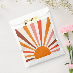 Retro Sun Rays Burst Sunset Orange Yellow Red  Favour Bags