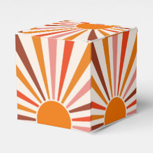 Retro Sun Rays Burst Sunset Orange Yellow Red Favour Box