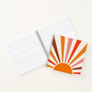 Retro Sun Rays Burst Sunset Orange Yellow Red  Notebook