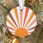 Retro Sun Rays Burst Sunset Orange Yellow Red    Ornament<br><div class="desc">Retro sun burst design in warm pink,  brown,  orange tones. Retro modern orange sunrays,  morning sunshine geometric abstract art.</div>