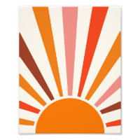 Retro Sun Rays Burst Sunset Orange Yellow Red  