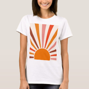 Retro Sun Rays Burst Sunset Orange Yellow Red   T-Shirt