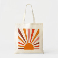Retro Sun Rays Burst Sunset Orange Yellow Red