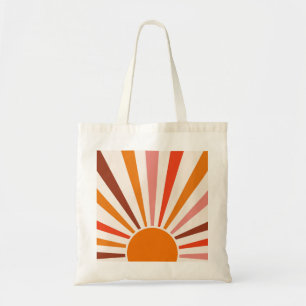 Retro Sun Rays Burst Sunset Orange Yellow Red   Tote Bag