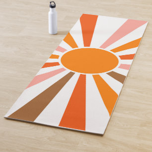 Retro Sun Rays Burst Sunset Orange Yellow Red     Yoga Mat