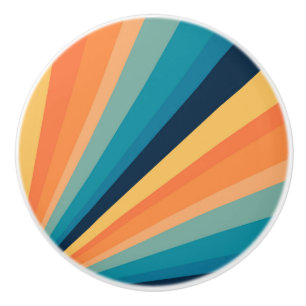 Retro sun rays ceramic knob