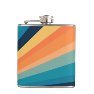 Retro sun rays hip flask