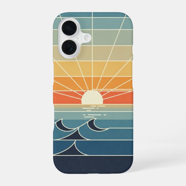 Retro Sun Rays iPhone 16 Case (Back)