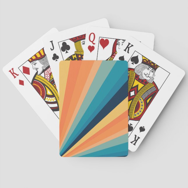 Retro sun rays playing cards (Back)