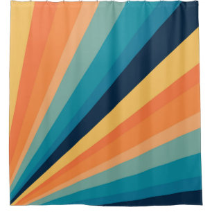 Retro sun rays shower curtain