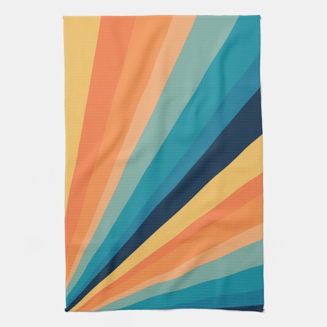 Retro sun rays tea towel (Vertical)
