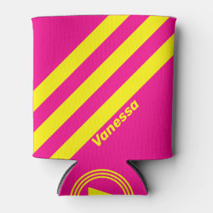 Retro Sun Soaked Three Stripes with Name Can Cooler