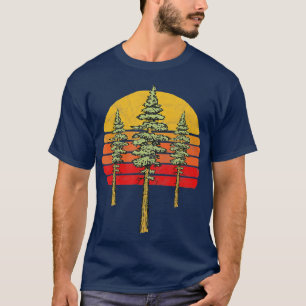 Retro Sun  Three Minimalist Redwood Trees  T-Shirt