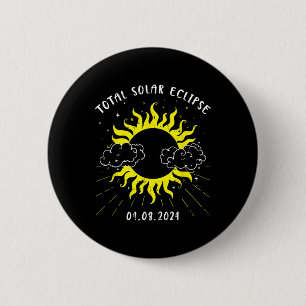 Retro Sun Total Solar Eclipse April 8 2024 Totalit 6 Cm Round Badge